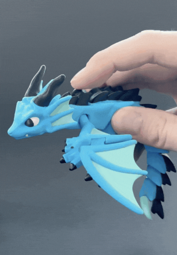 Flexi dragon with flapping wings
